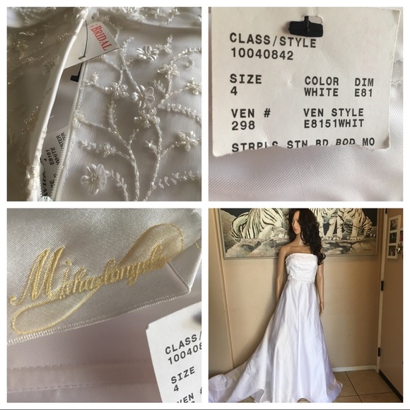 NWT David’s Bridal wedding dress size 4 white colo - Picture 10 of 11